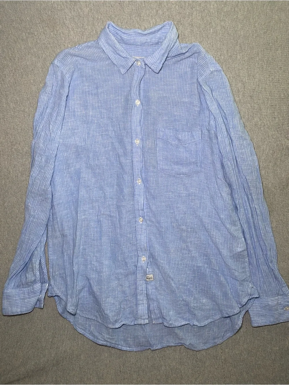 Rails Charli Button Down Shirt Stripe Semi Sheer Linen Blue White Size Small - Picture 2 of 8